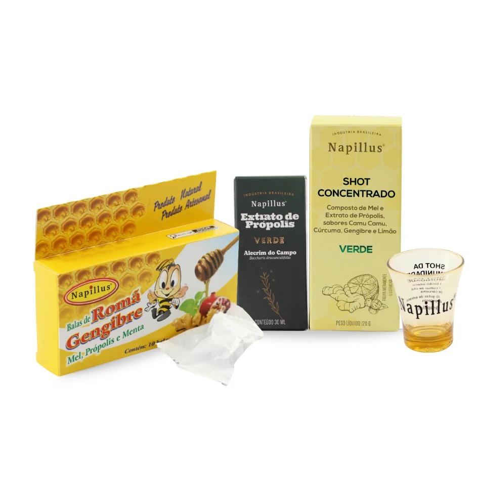 Kit Inmunidad: 1 extracto verde, 1 shot concentrado, 1 caramelo completo + 1 vaso de shot