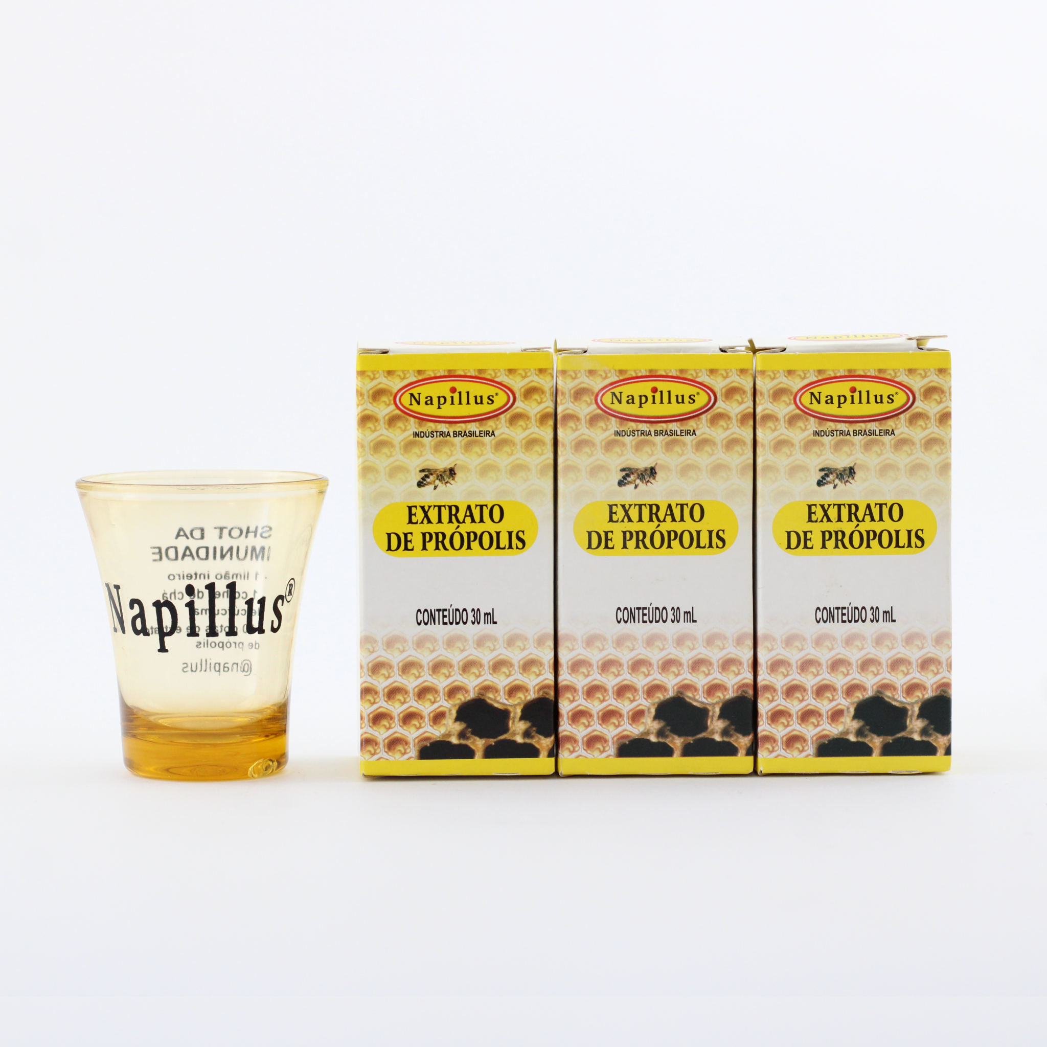 Kit con 3 extractos de propóleo (30 ml cada uno) + vaso de chupito