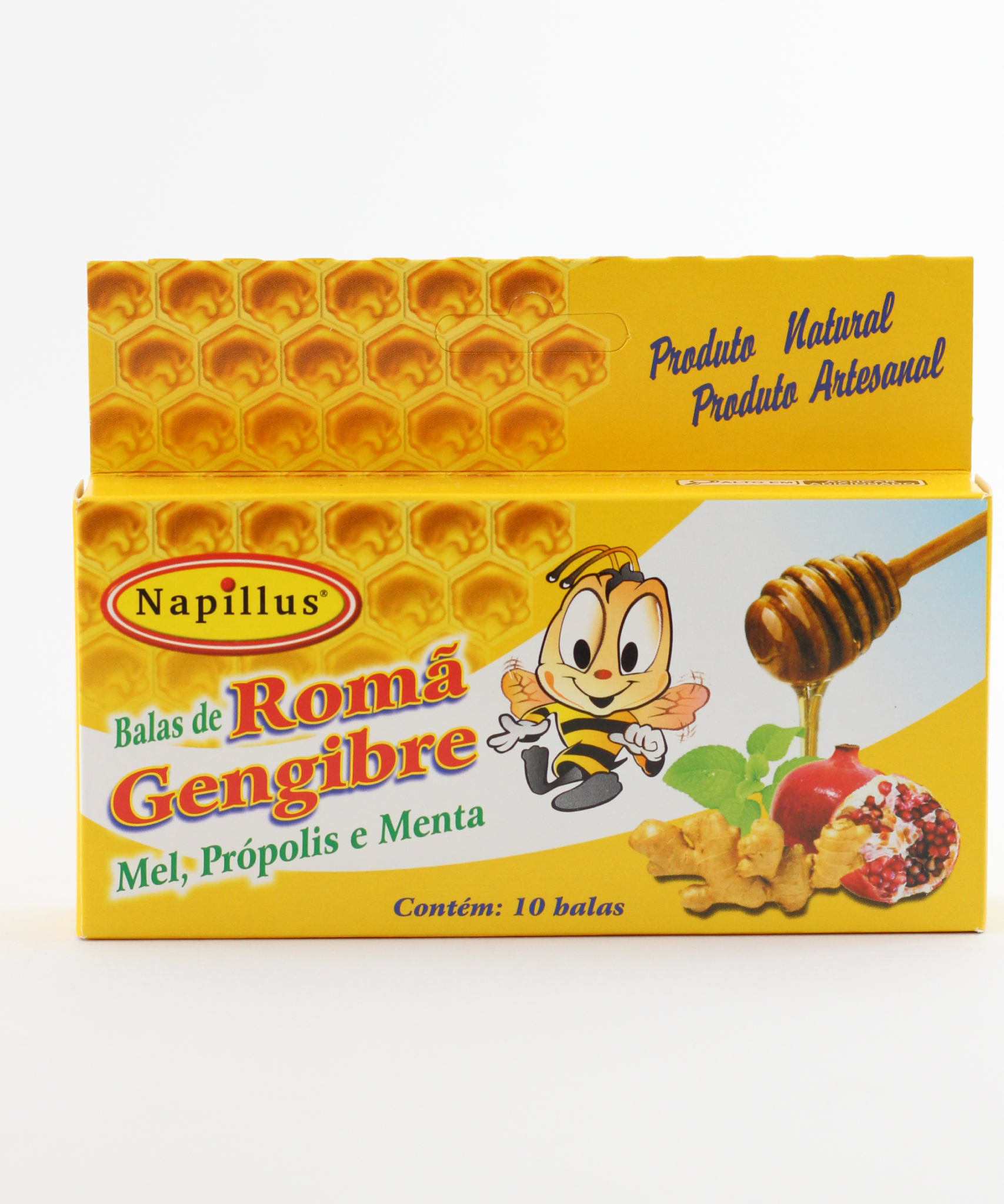 Bala completa Napillus gengibre, romã, mel, própolis e menta 45 gramas