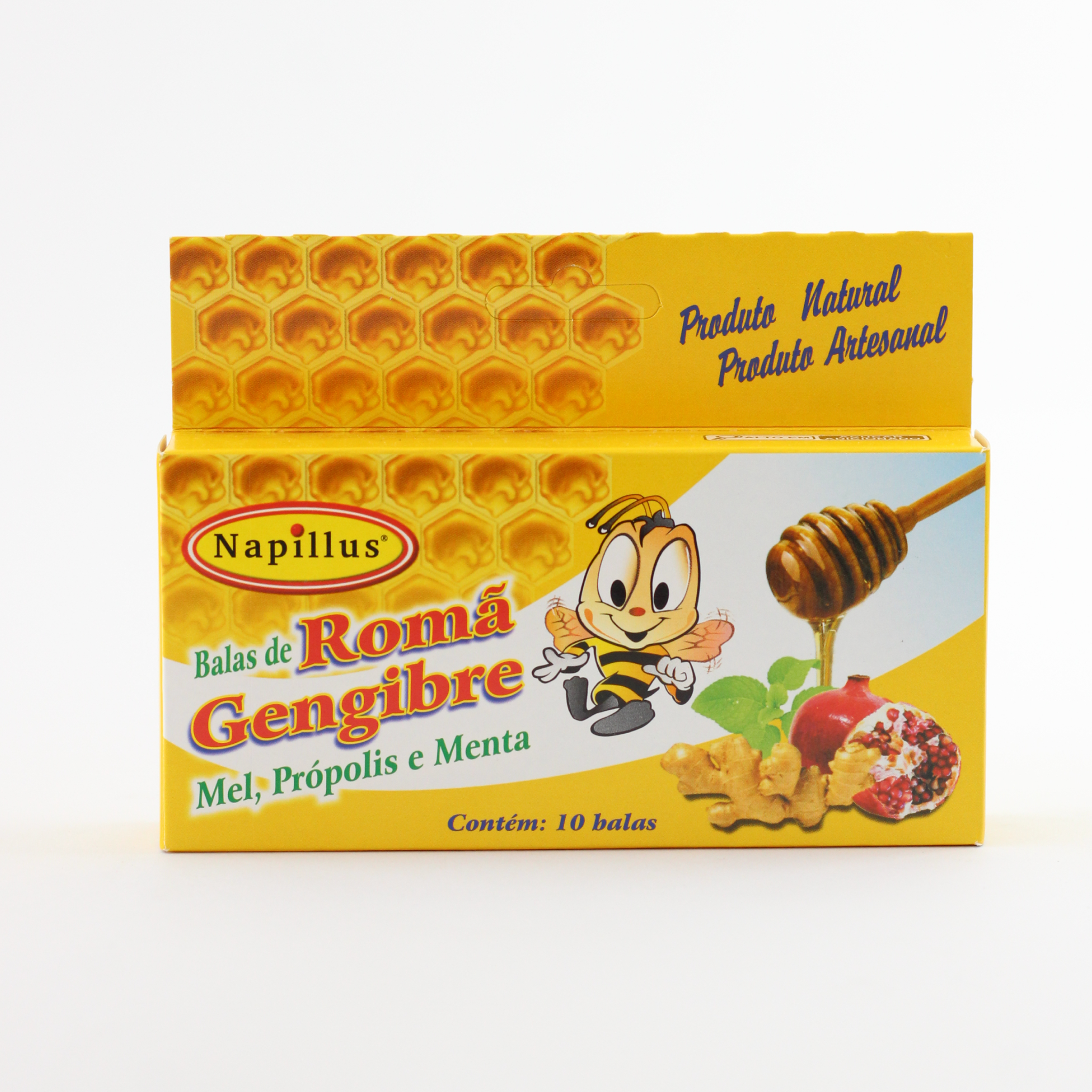 Bala completa Napillus gengibre, romã, mel, própolis e menta 45 gramas