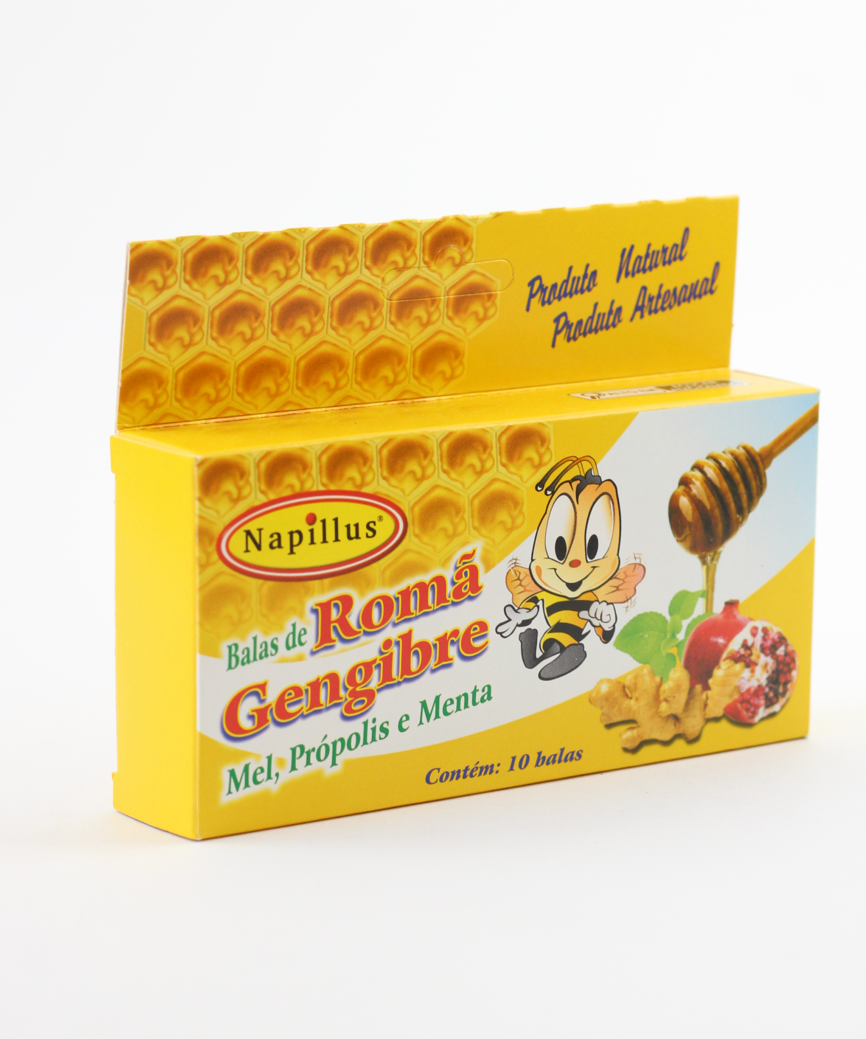 Bala completa Napillus gengibre, romã, mel, própolis e menta 45 gramas