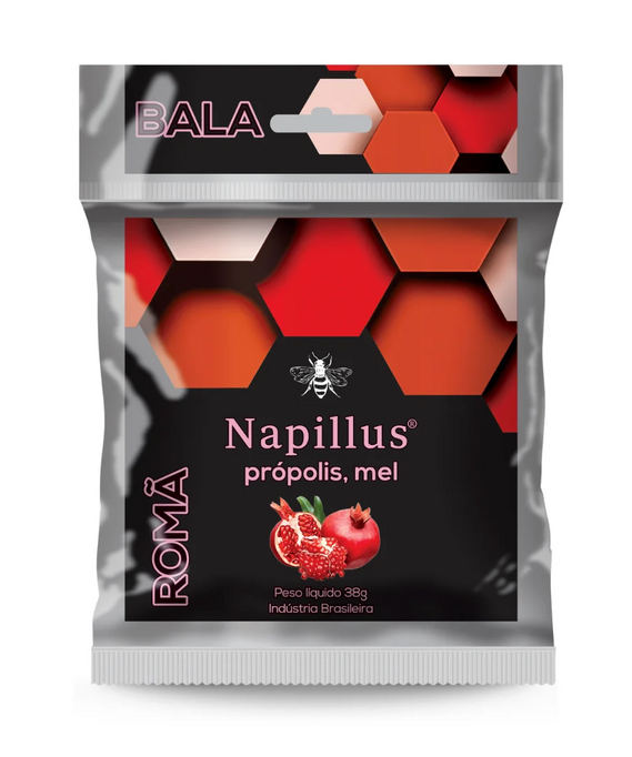 Bala de romã, mel e própolis Napillus 38 gramas