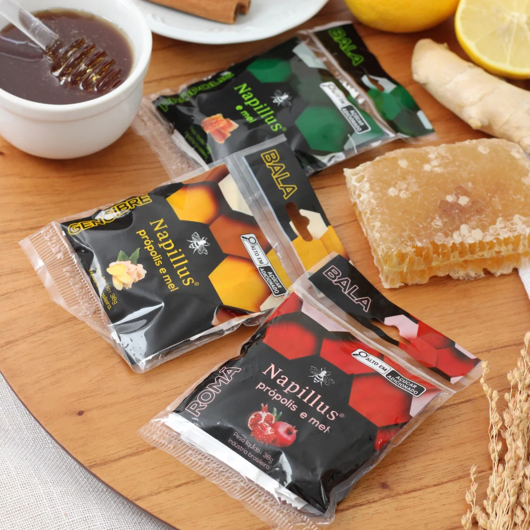 Bala de romã, mel e própolis Napillus 38 gramas