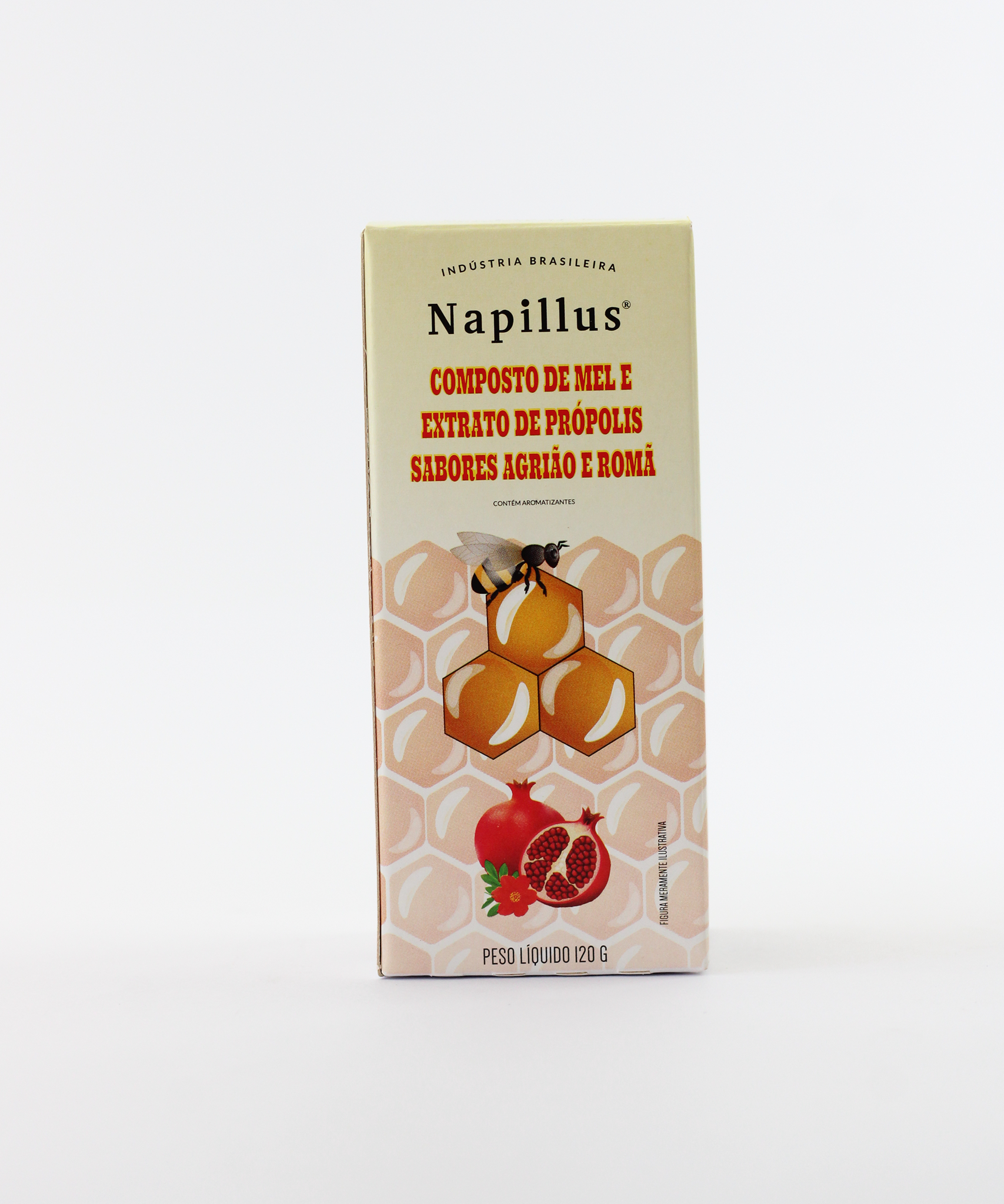 Composto de mel com extrato de própolis, sabor agrião e romã Napillus 120 gramas