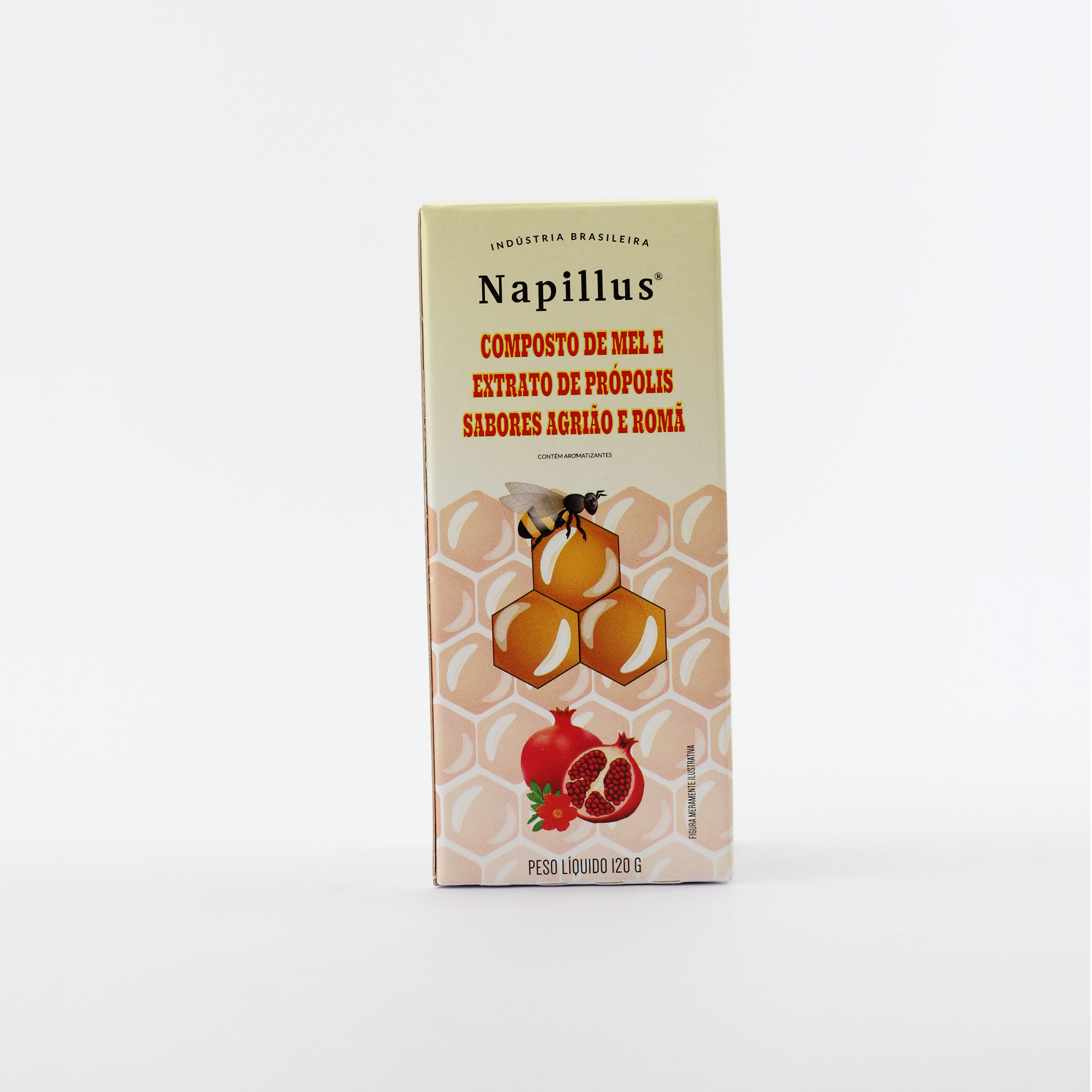 Composto de mel com extrato de própolis, sabor agrião e romã Napillus 120 gramas