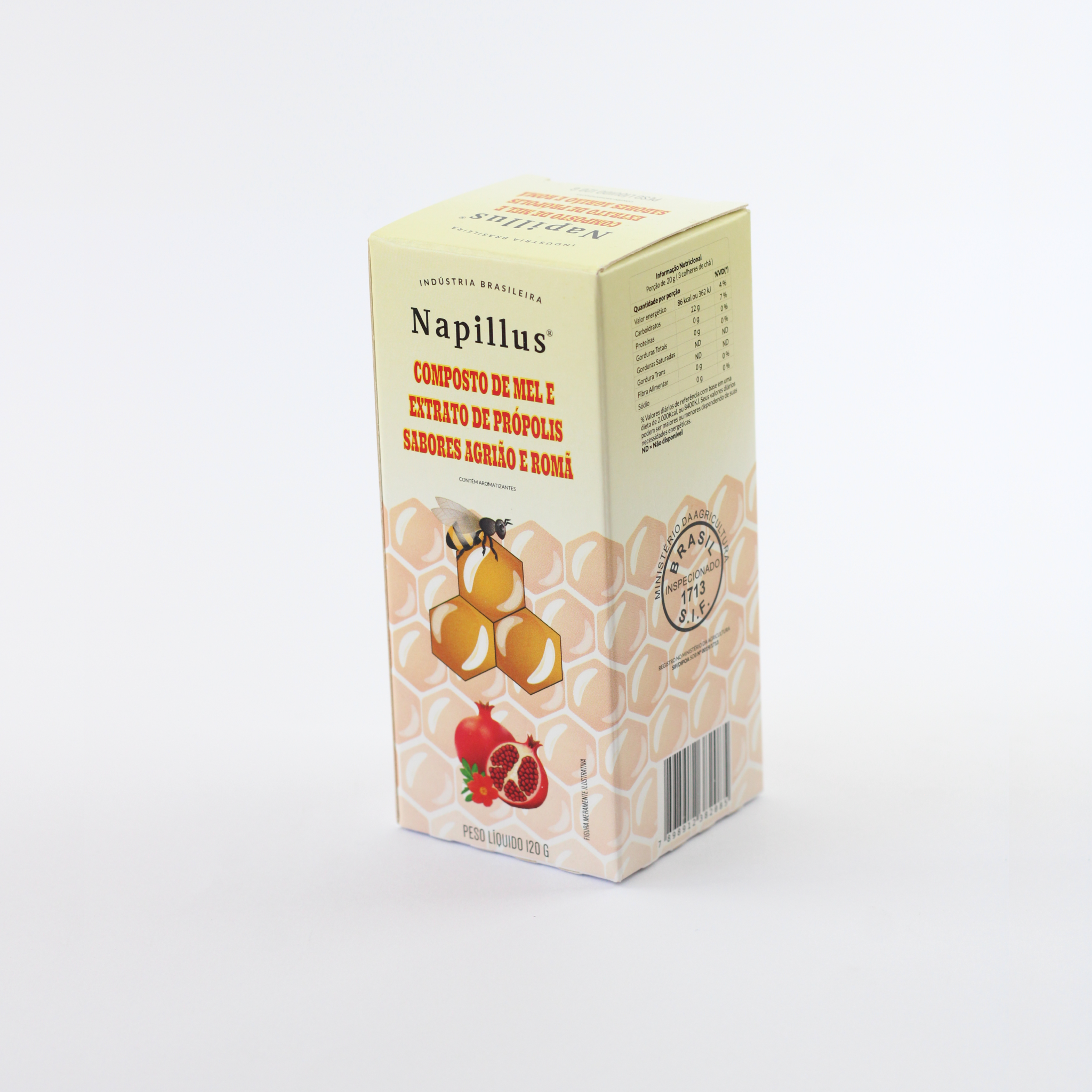 Composto de mel com extrato de própolis, sabor agrião e romã Napillus 120 gramas