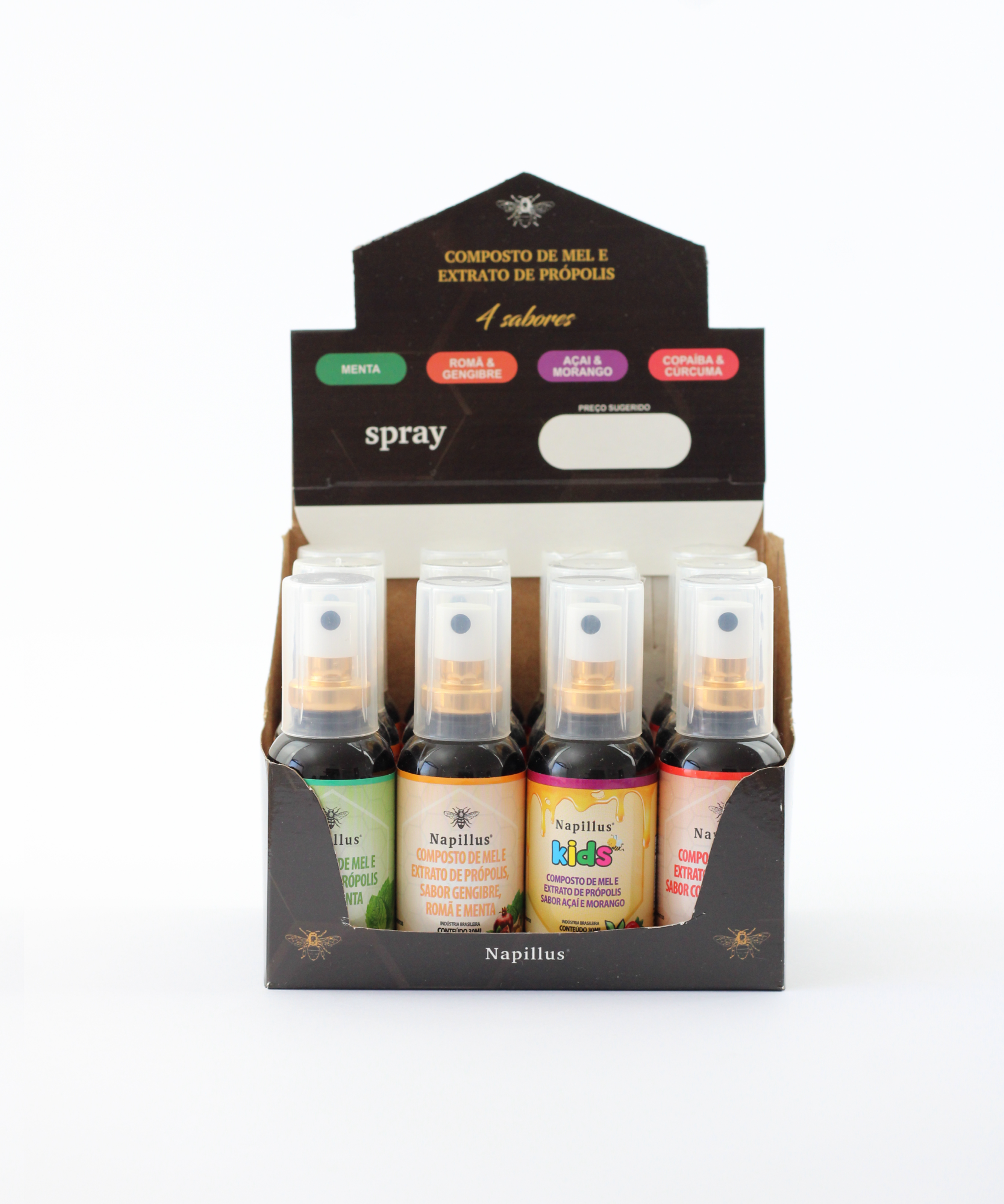 Display de sprays sortidos 30 ml cada CX. 12 unidades