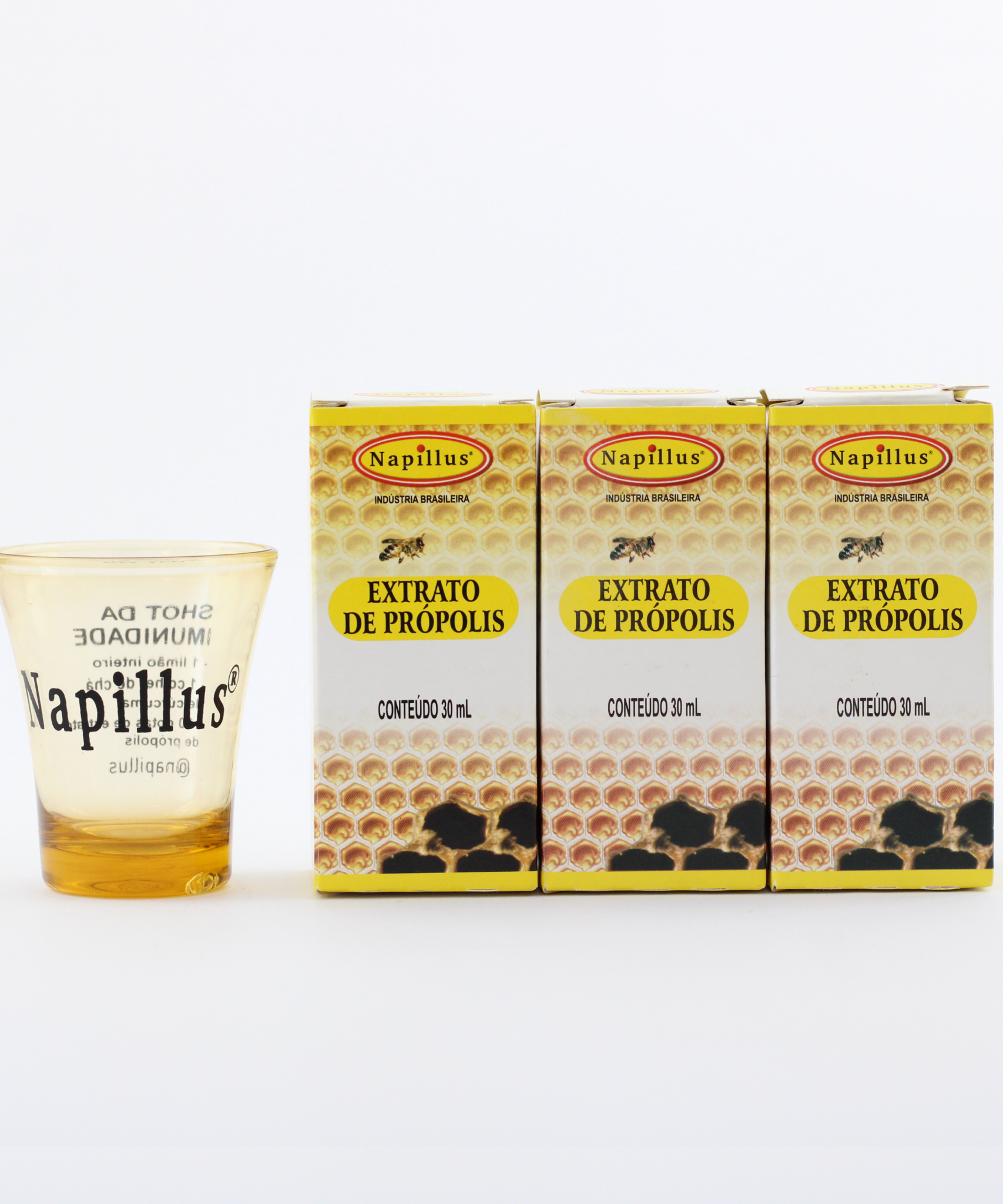 Kit com 3 extratos de própolis 30 ml + copo para shot