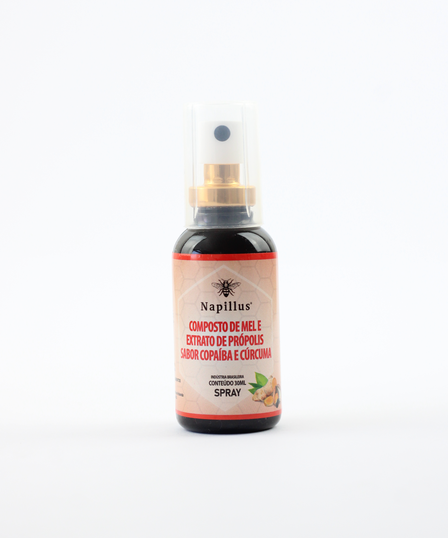 Spray de mel, própolis, copaíba e cúrcuma Napillus 30 ml