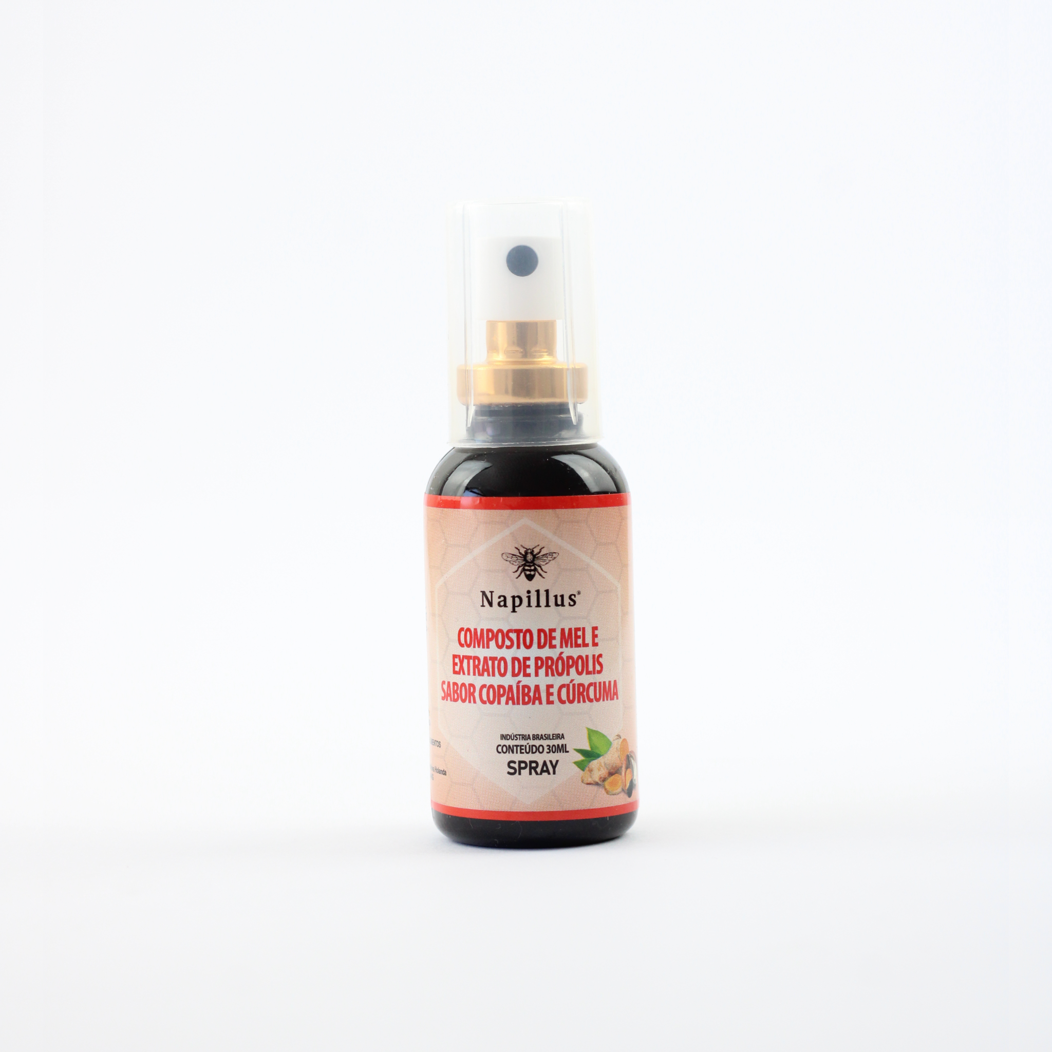 Spray de mel, própolis, copaíba e cúrcuma Napillus 30 ml