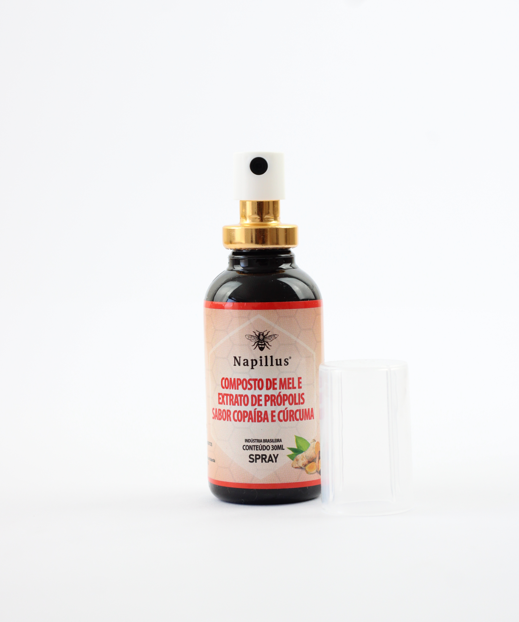 Spray de mel, própolis, copaíba e cúrcuma Napillus 30 ml