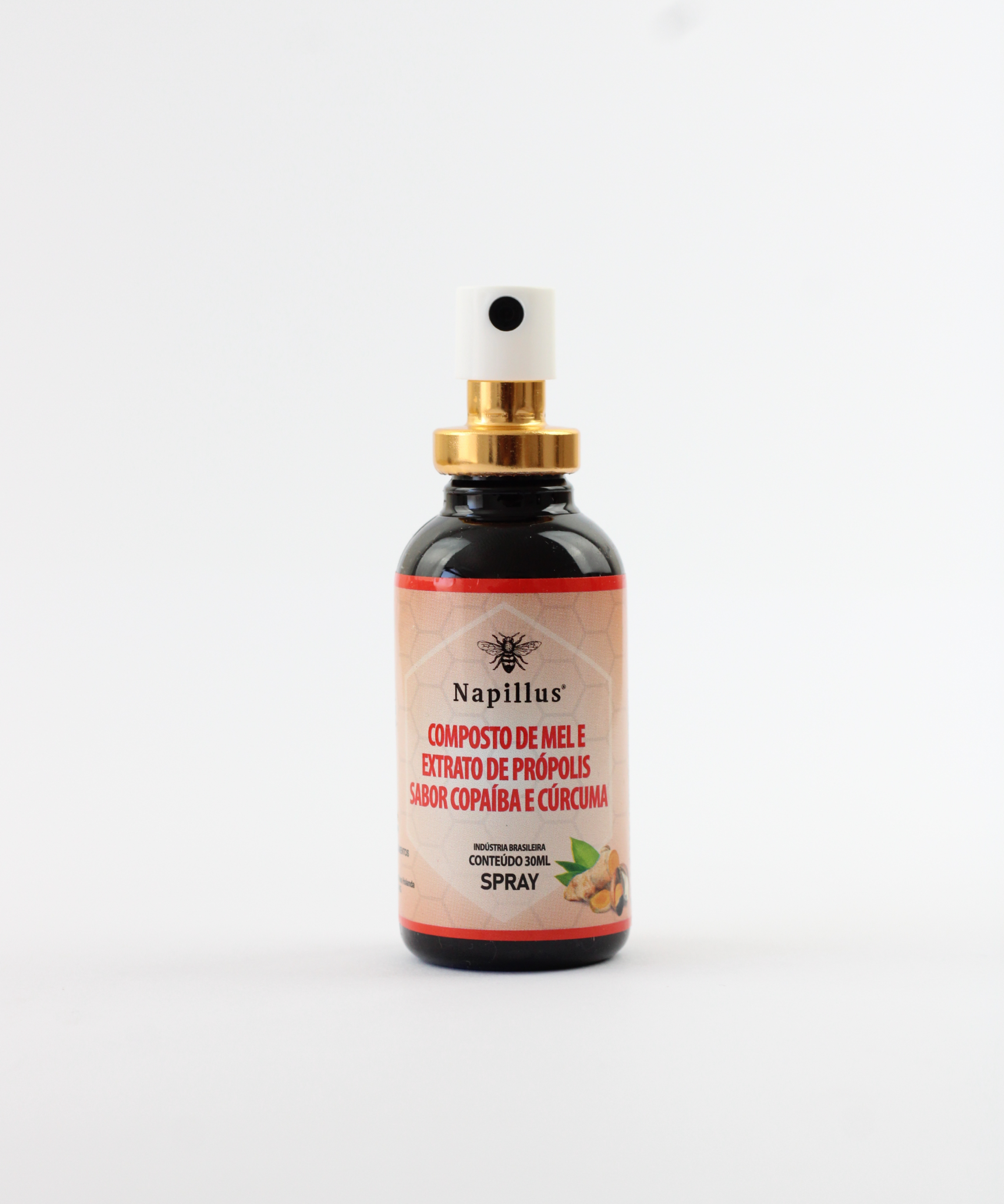 Spray de mel, própolis, copaíba e cúrcuma Napillus 30 ml