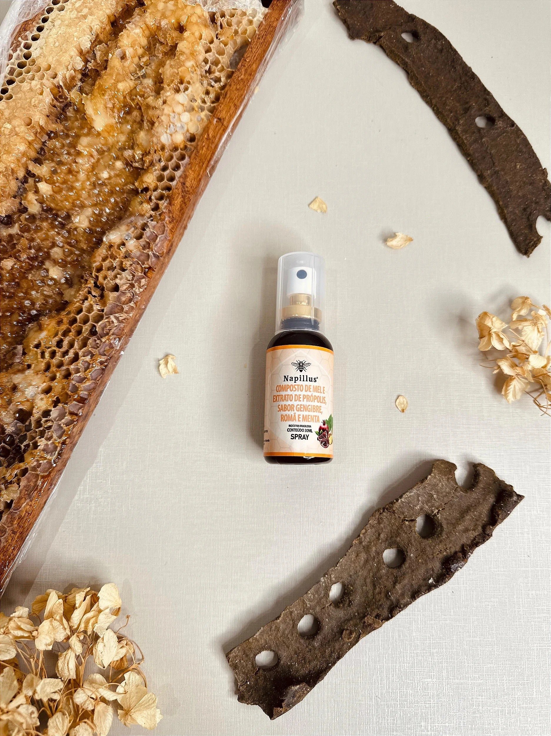 Spray de mel, romã, gengibre, própolis e menta Napillus 30 ml